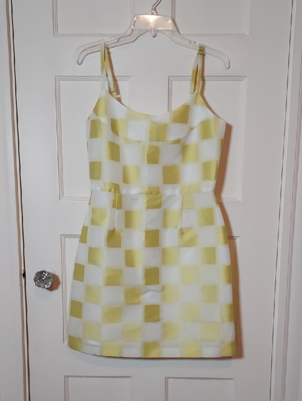 Hutch Yellow and White Check Scoop-Neck Mini Dress Size 8
